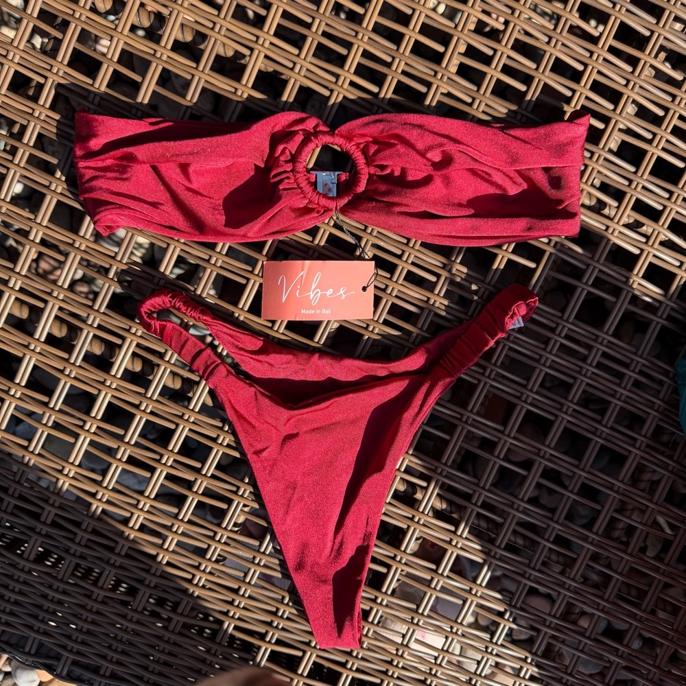 Vibe Burgundy Bandeau Bikini Set